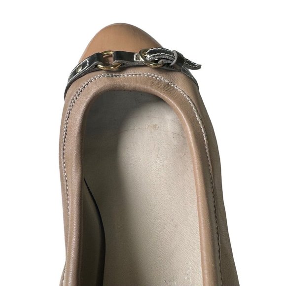 AGL ATTILIO GIUSTI LEOMBRUNI Monika BEIGE NUDE CAP TOE BALLET FLATS SIZE 39.5 - Picture 5 of 13